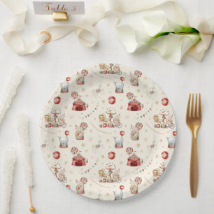 Whimsical Watercolor Circus Carnival Baby Shower Paper Plate
