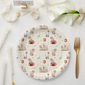 Whimsical Watercolor Circus Carnival Baby Shower Paper Plate
