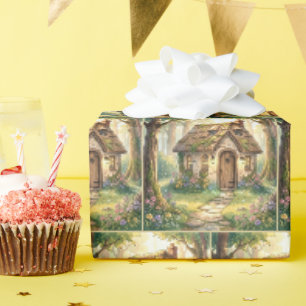 Whimsical Watercolor Cottage Wrapping Paper