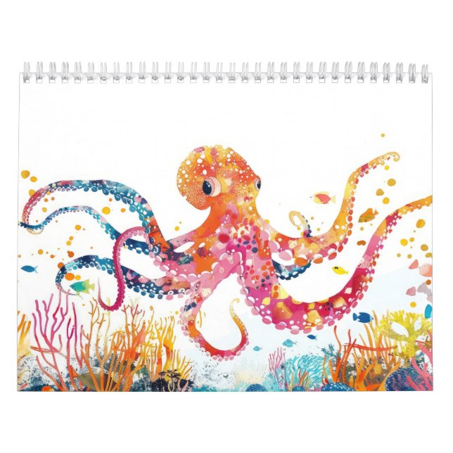 Whimsical  Watercolor Cute Animals Colourful Calendar (Cover)