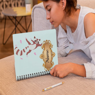 Whimsical Watercolor Dancing Raccoon" Artist Noteb