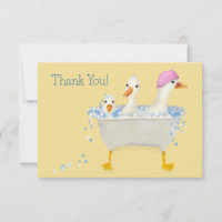 Whimsical Watercolor Ducks in Bathtub Thank You