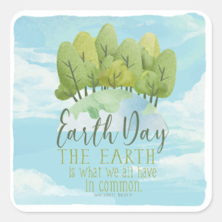 Whimsical Watercolor Earth Day Stickers with quote