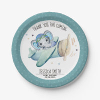 Whimsical Watercolor Elephant Airplane Baby Shower