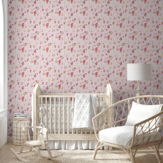Whimsical Watercolor Fairies & Flowers pink Wallpaper
