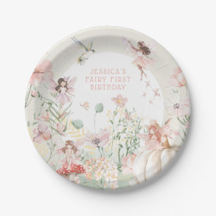 Whimsical Watercolor Fairy 1st Birthday Paper Plate
