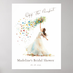 Whimsical Watercolor Floral Bridal Shower Welcome Poster