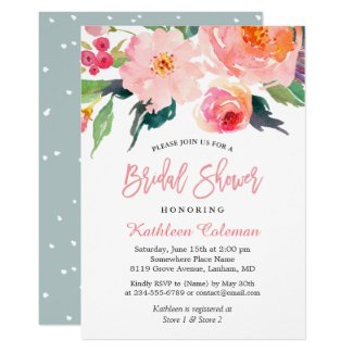 Whimsical Watercolor Floral Modern Bridal Shower Card