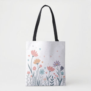 Whimsical Watercolor Floral  Tote Bag