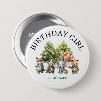 Whimsical Watercolor Forest Birthday 3 Inch Round Button