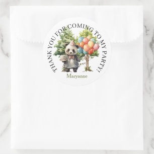 Whimsical Watercolor Forest Birthday Classic Round Sticker