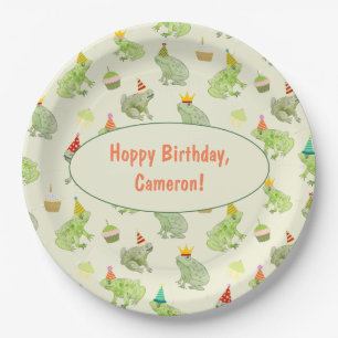 Whimsical Watercolor Frog Birthday Party Paper Plate