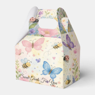 Whimsical Watercolor Garden Bugs Floral Birthday Favor Box