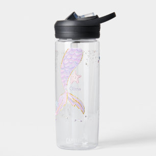 Whimsical Watercolor Glitter Mermaid Tail Water Bottle
