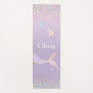 Whimsical Watercolor Glitter Mermaid Tail Yoga Mat