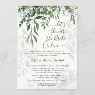 Whimsical Watercolor Greenery Online Bridal Shower Invitation