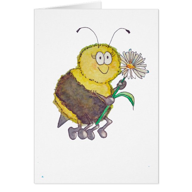 Whimsical Watercolor Happy Bee Flower Fun (Front)