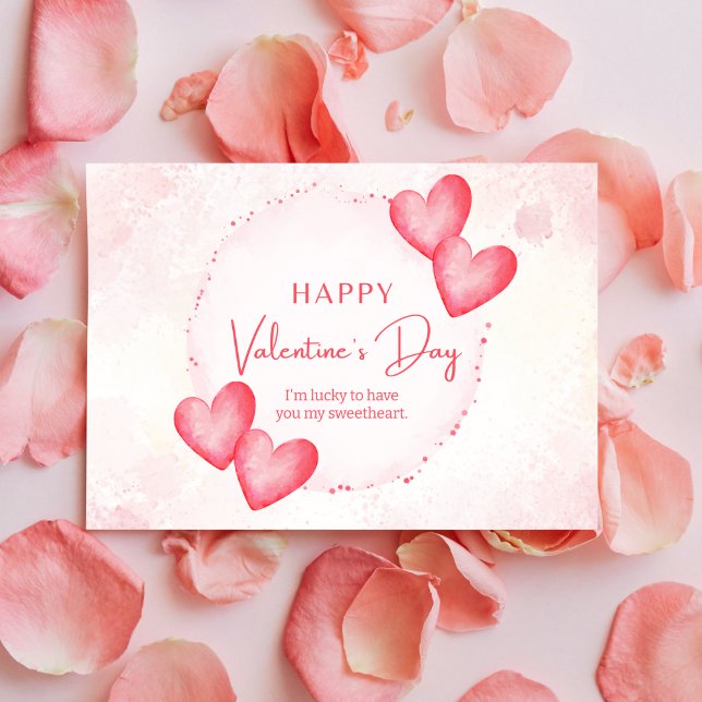 Whimsical Watercolor Hearts Holiday Postcard (Creator Uploaded)