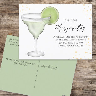 Whimsical Watercolor Margarita Lime Calligraphy  Postcard