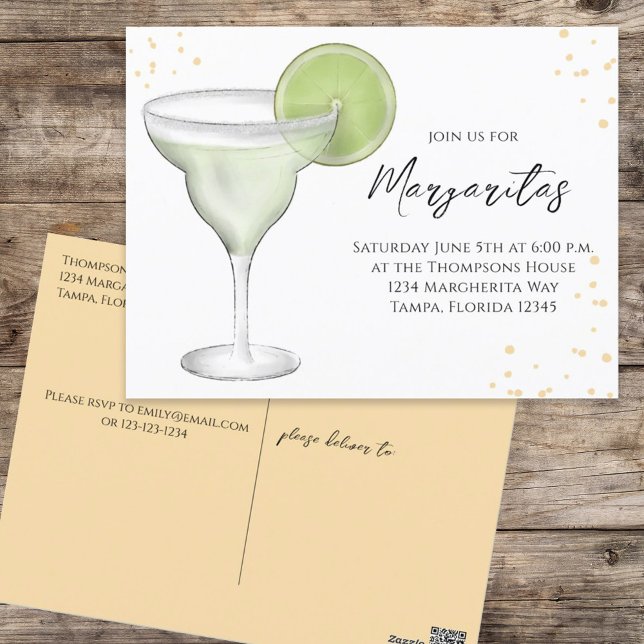 Whimsical Watercolor Margarita Lime Calligraphy Postcard (Creator Uploaded)
