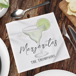 Whimsical Watercolor Margarita QR Code Website Napkin