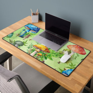 Whimsical Watercolor Mushroom Garden Desk Mat