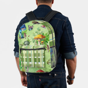 Whimsical Watercolor Mushroom Garden Printed Backpack