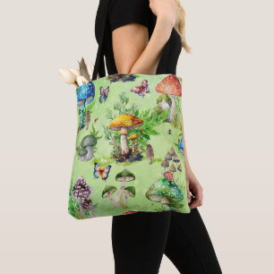Whimsical Watercolor Mushroom Garden Tote Bag
