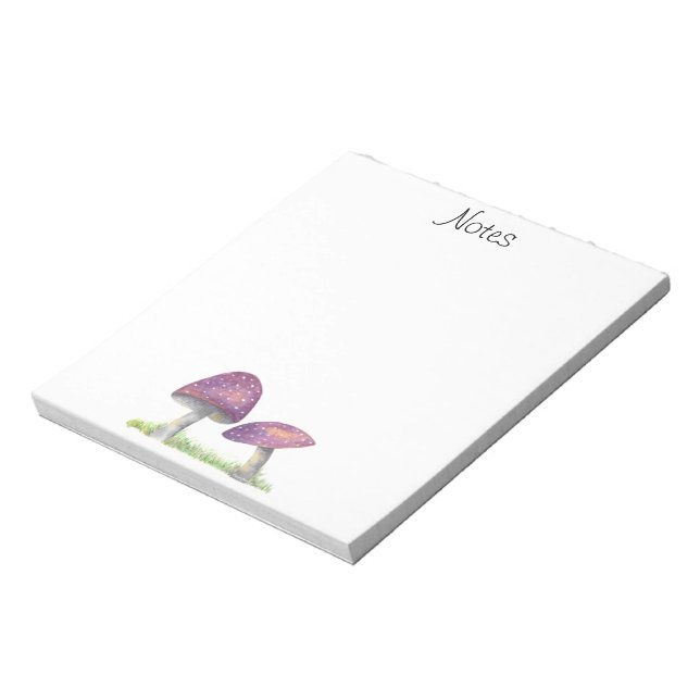 Whimsical Watercolor Mushroom Notepad (Rotated)