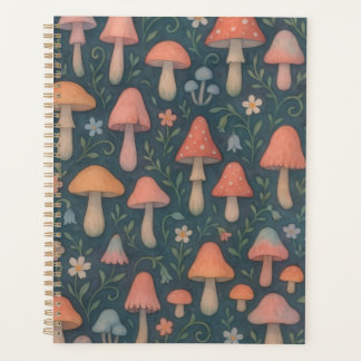 Whimsical Watercolor Mushroom Pattern Planner