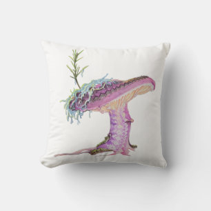 Whimsical Watercolor Mushroom Throw Pillow
