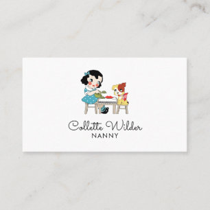Whimsical Watercolor Nanny Child Dog  Business Card