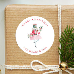 Whimsical Watercolor Nutcracker Holiday Classic Round Sticker