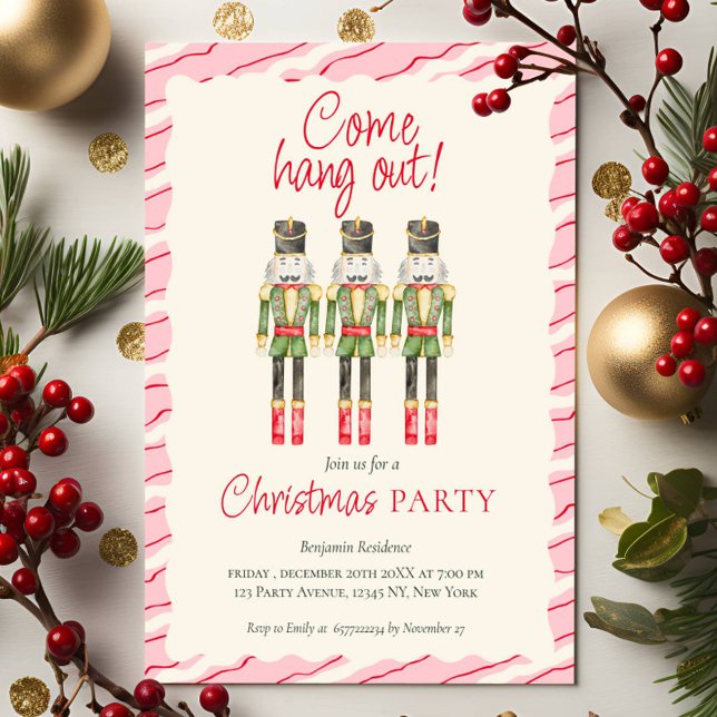 Whimsical Watercolor Nutcrackers Christmas Party  Holiday Card (Creator Uploaded)
