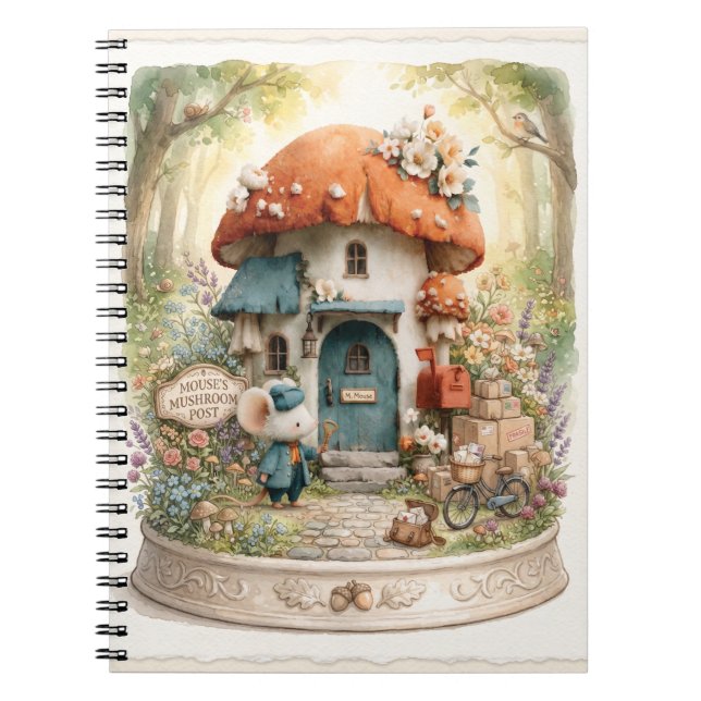 Whimsical Watercolor of a Mouse Post Office Notebook (Front)
