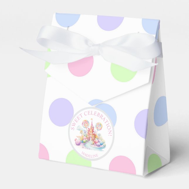 Whimsical Watercolor Pastel Candyland Birthday Favor Box (Front Side)
