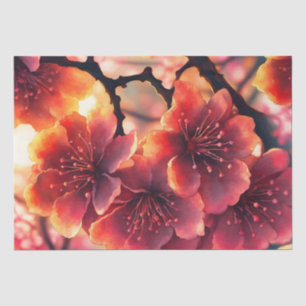 Whimsical Watercolor Pink Cherry Blossoms Tissue Paper