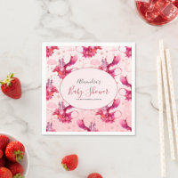 Whimsical Watercolor Pink Dragon Baby Shower 