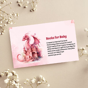 Whimsical Watercolor Pink Dragon Books for Baby Enclosure Card