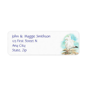 Whimsical Watercolor Seagulls Art Print