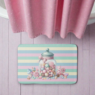 Whimsical Watercolor Sweet Candy Bath Mat