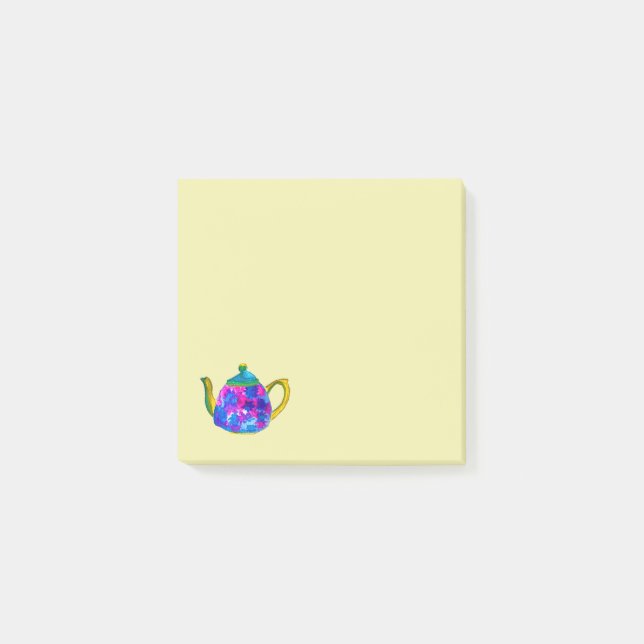 Whimsical watercolor teapot post-it notes (Front)