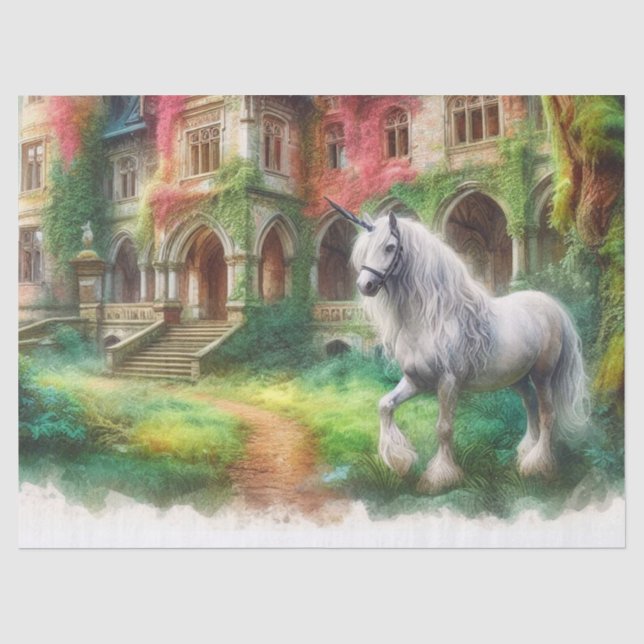 Whimsical Watercolor Unicorn Craft Tissue Paper (Front)