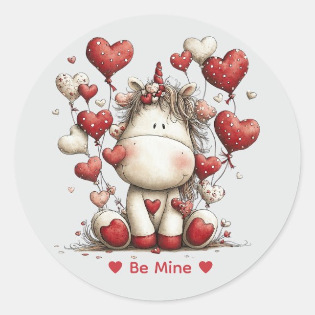 Whimsical Watercolor Unicorn Love Sticker (Front)