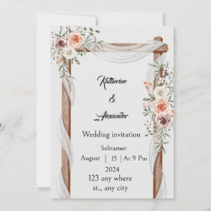 Whimsical Watercolor Wedding Invitation with Soft 