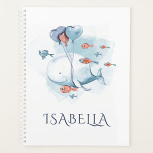 Whimsical Watercolor Whale and Fishes