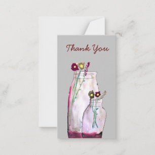 Whimsical watercolor wildflowers in vase card