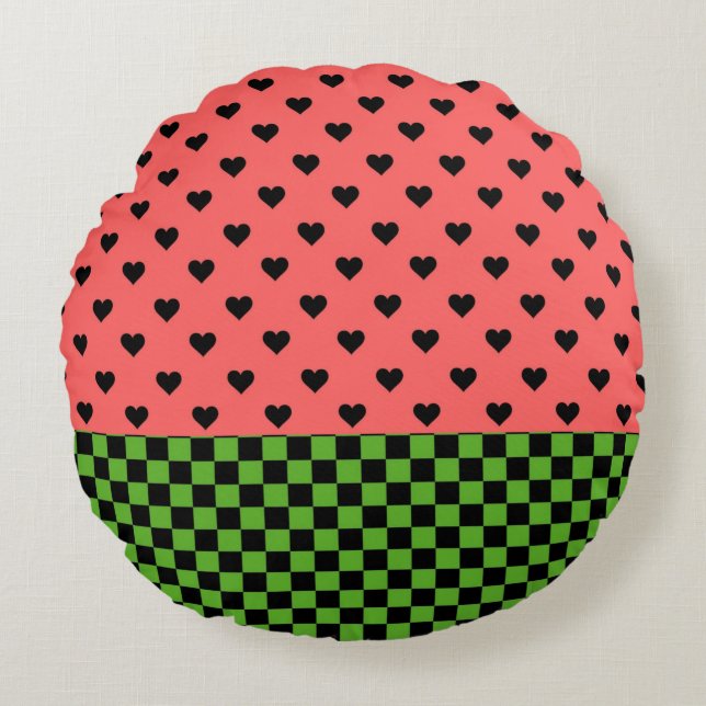 Whimsical Watermelon Colours Patterned  Round Pillow (Front)