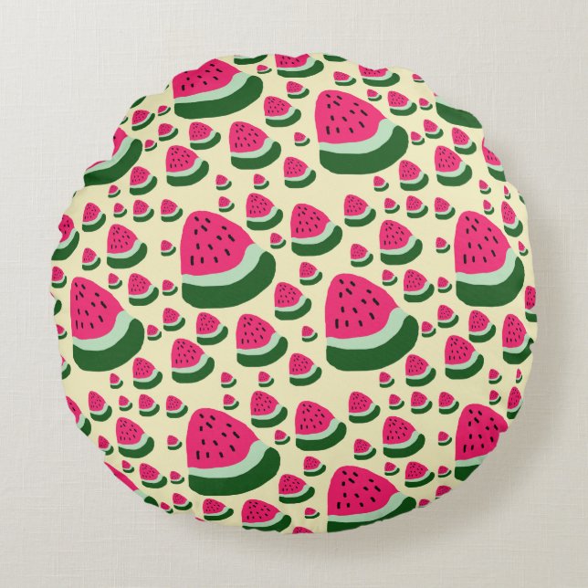 Whimsical Watermelons Cute Summer Fruit Pattern  Round Pillow (Front)