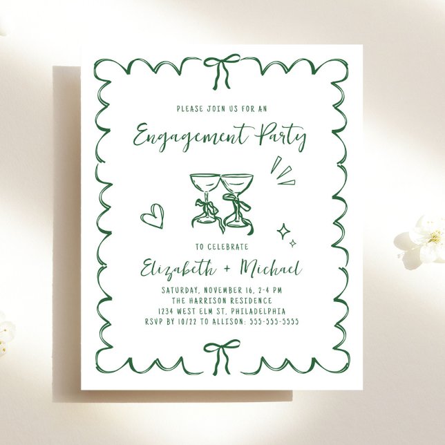 Whimsical Wavy Frame Engagement Party Invitation (Whimsical Wavy Frame Engagement Party Invitation)